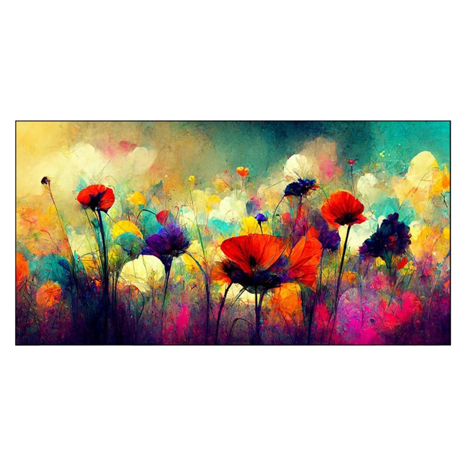 Abstract Floral Burst: Vivid Colors Wall Painting