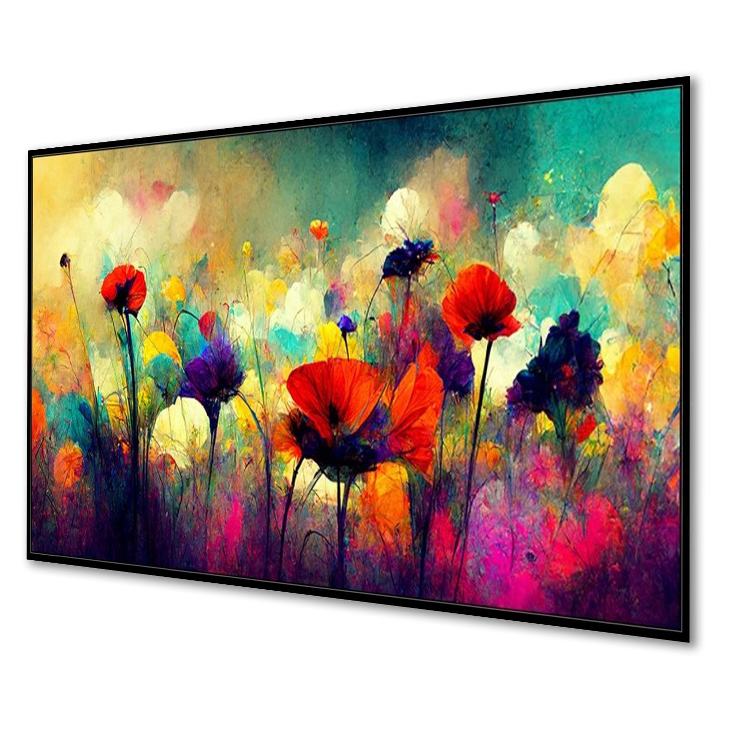 Abstract Floral Burst: Vivid Colors Wall Painting