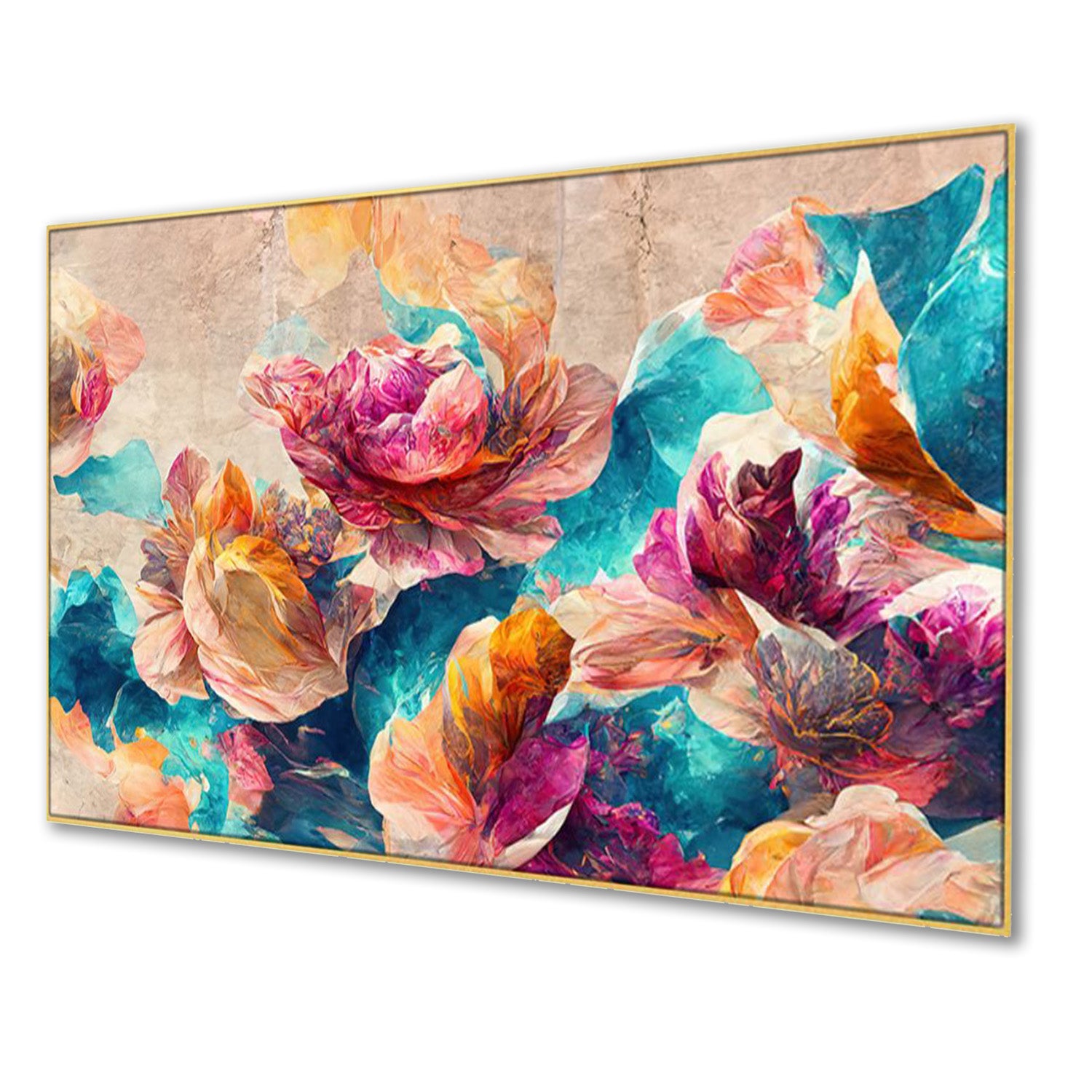 Elegant Floral Canvas in Beige Wall Painting