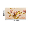 Pink Flowers and Gold Leaves Wall Painting