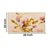 Pink Flowers and Gold Leaves Wall Painting