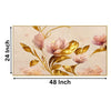 Pink Flowers and Gold Leaves Wall Painting