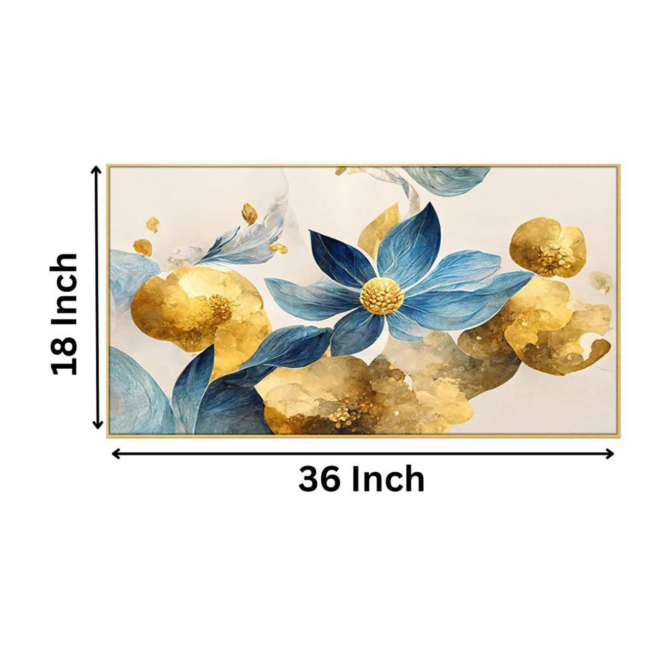 Blue and Gold Floral Elegance Wall Painting