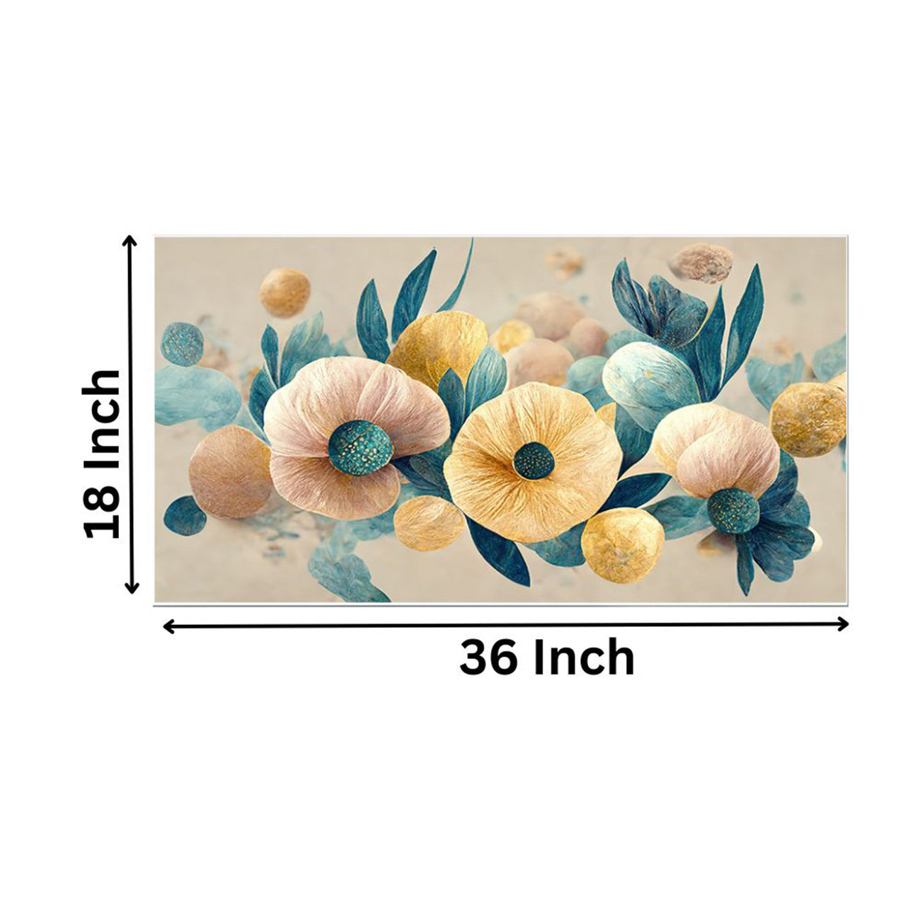 Gold and Blue Floral Contrast Wall Painting