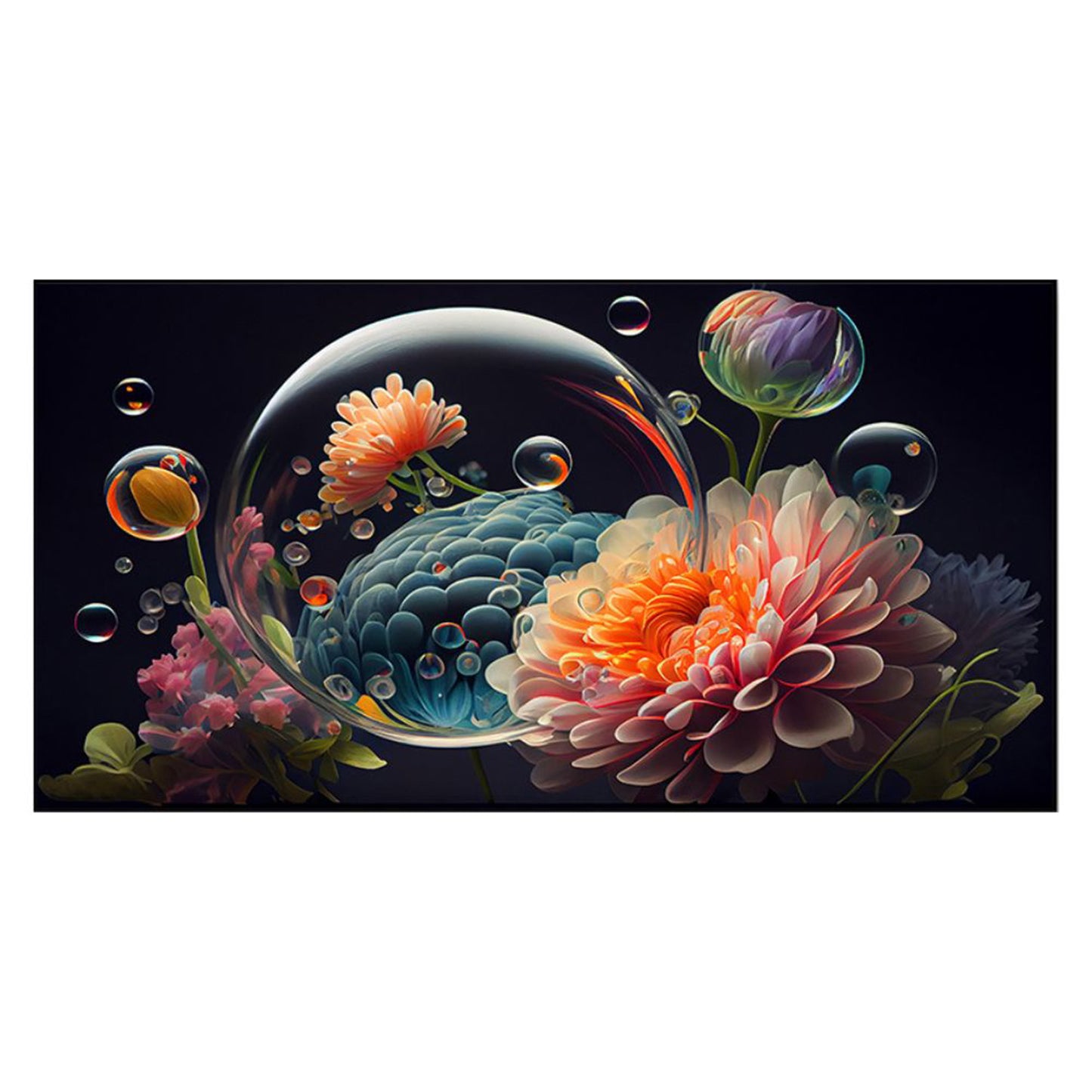 Whimsical Floral and Bubble Delight Wall Painting