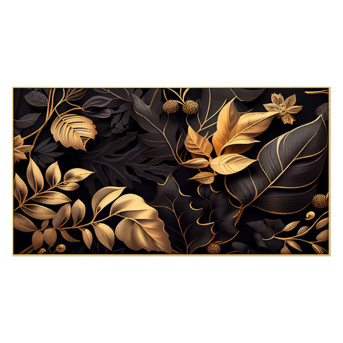 Gold Leaf on Black Elegance Wall Painting