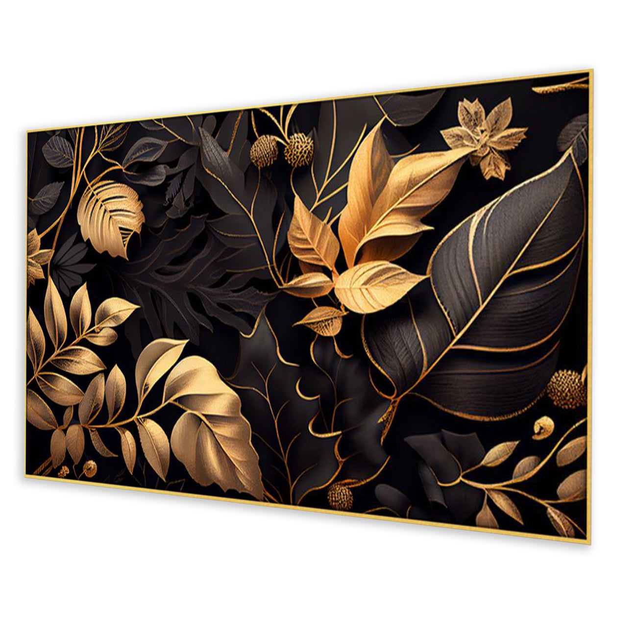 Gold Leaf on Black Elegance Wall Painting