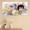 Vibrant Pansies on White Canvas Wall Painting