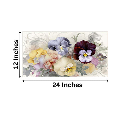 Vibrant Pansies on White Canvas Wall Painting