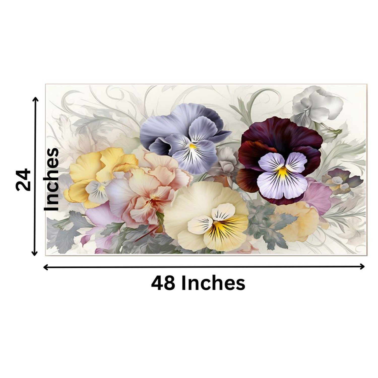 Vibrant Pansies on White Canvas Wall Painting