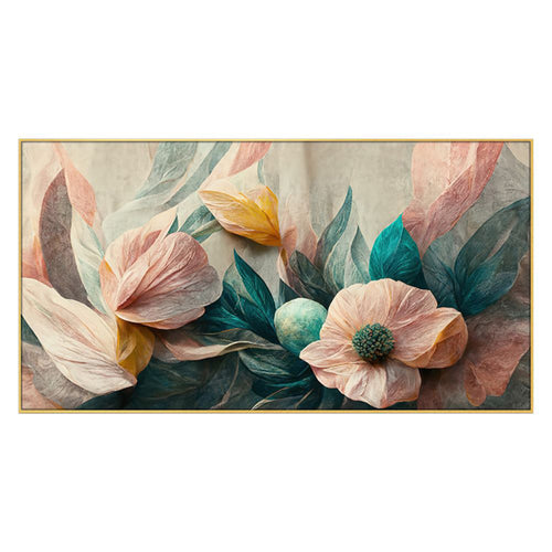 Vibrant Flowers and Lush Leaves Wall Painting