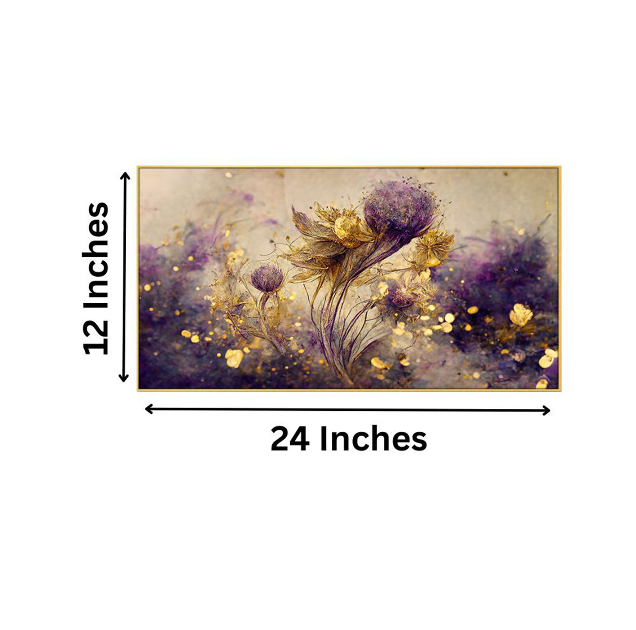 Purple Flowers and Gold Elegance Wall Painting