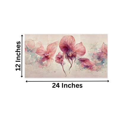 Pink Flowers on White Canvas Wall Painting