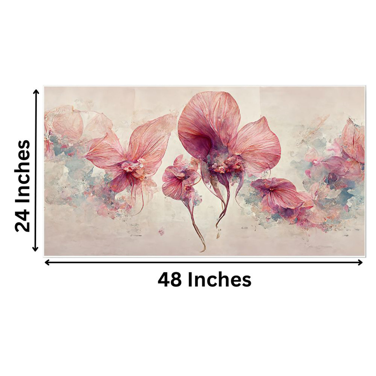 Pink Flowers on White Canvas Wall Painting