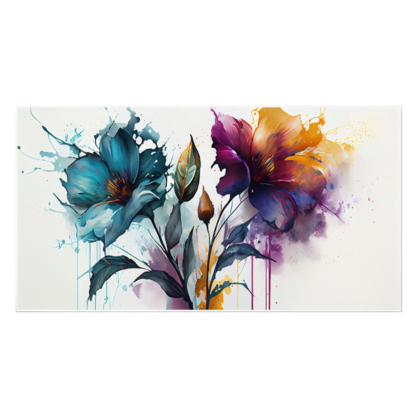 Dynamic Floral Splashes: Vibrant Art Wall Painting