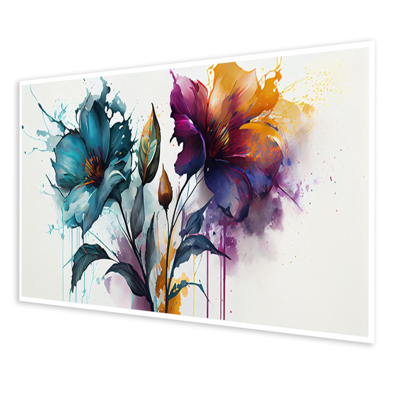 Dynamic Floral Splashes: Vibrant Art Wall Painting