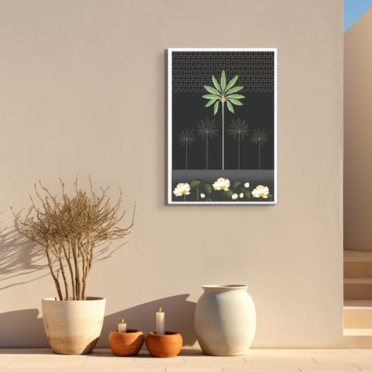 Monochrome Palm Tree Canvas Art Print Wall Painting