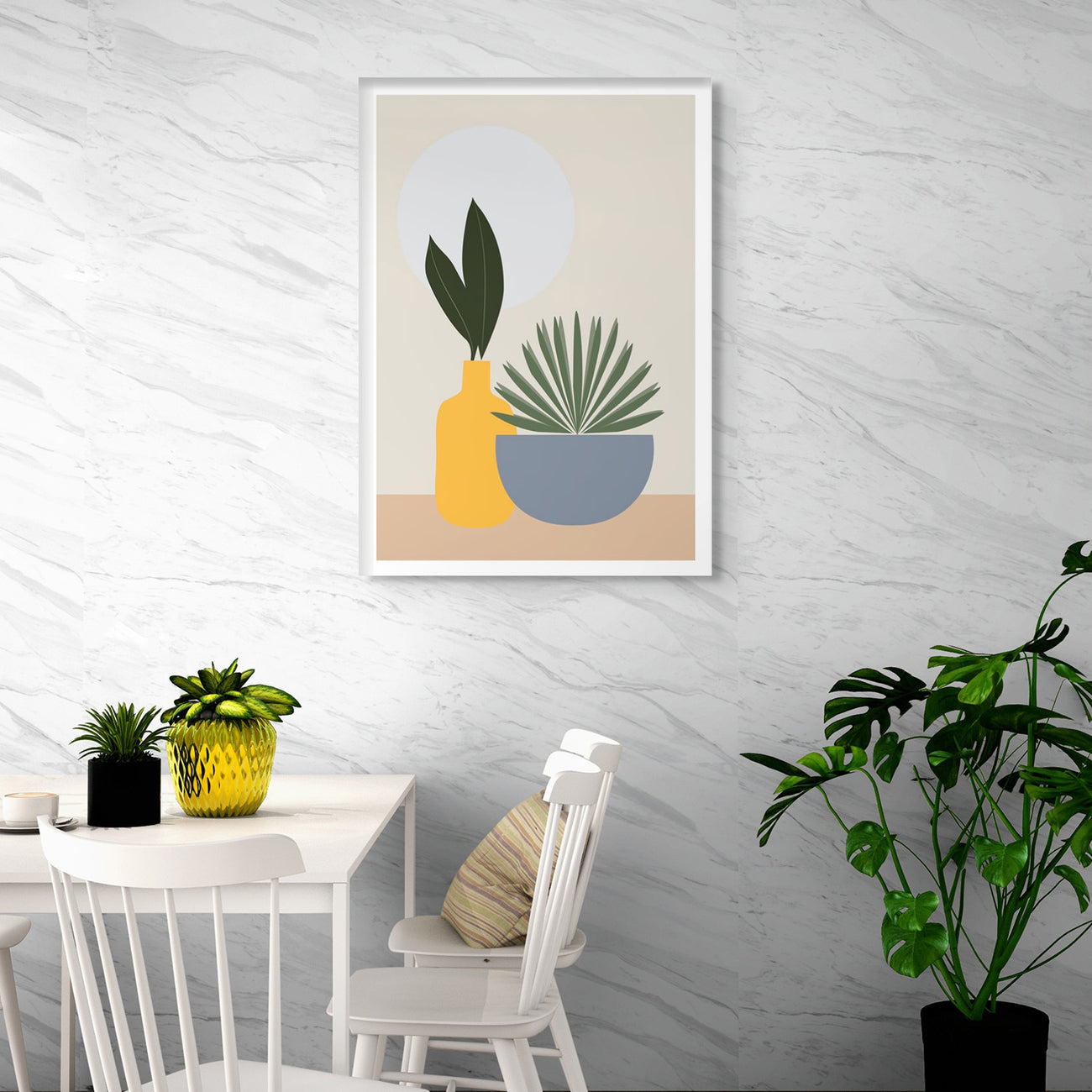 Graceful Plant And Elegant Vase Canvas Wall Painting