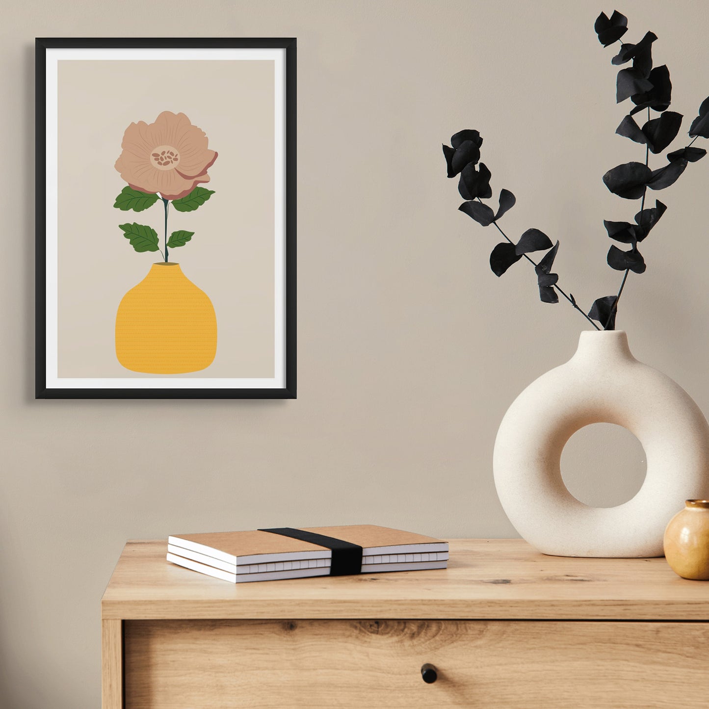 Vibrant Flower in Yellow Vase Canvas Wall Painting