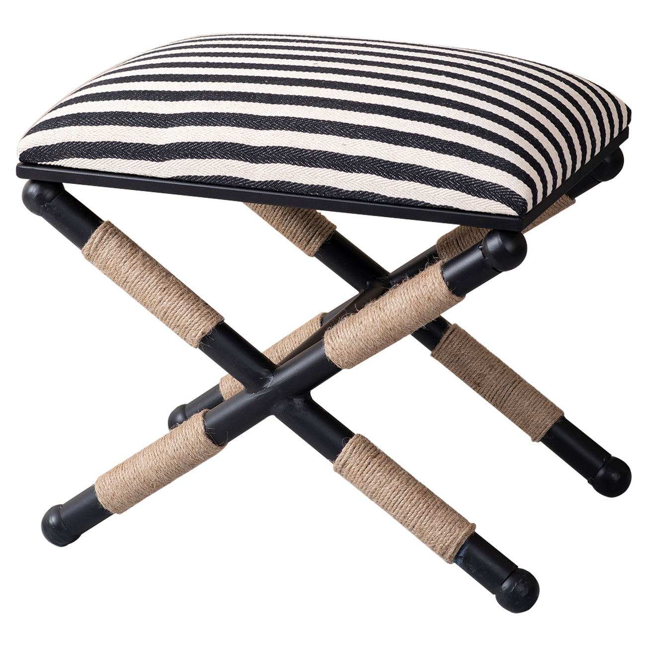 Zebra Fabric Jute Metallic Stool in Black & White Color