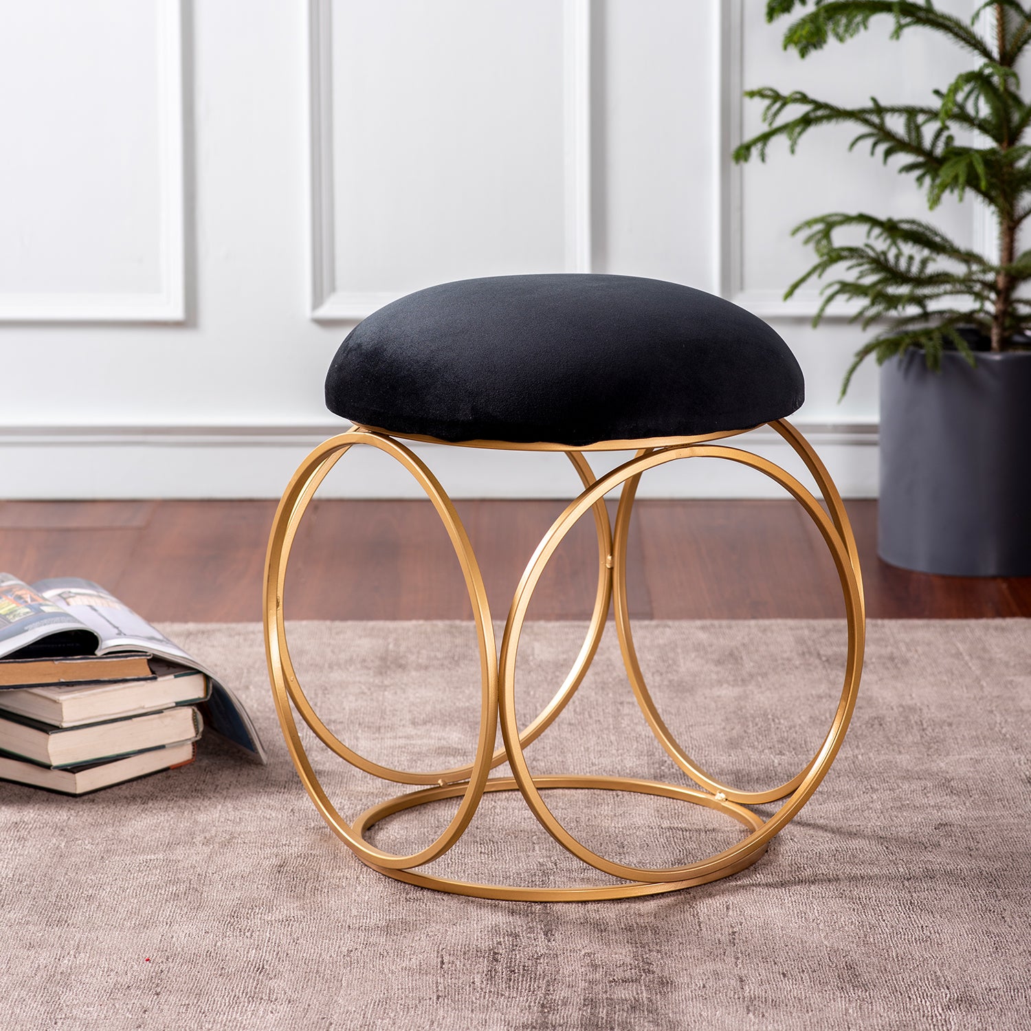 Velvet round deals stool