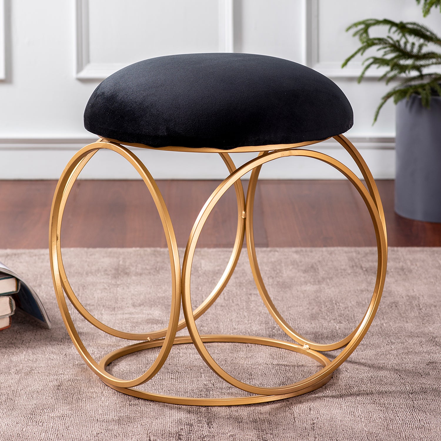 Velvet ottoman deals stool