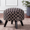 Quad Jacquard Wooden Ottoman in Black Color