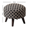 Quad Jacquard Wooden Ottoman in Black Color