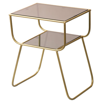 Contemporary Metallic tiered End Table in Gold Color