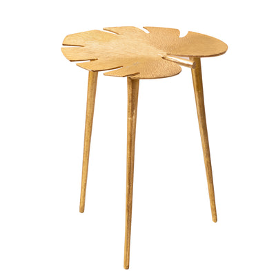 Cosmo Aluminium Leaf End Table in Gold Color