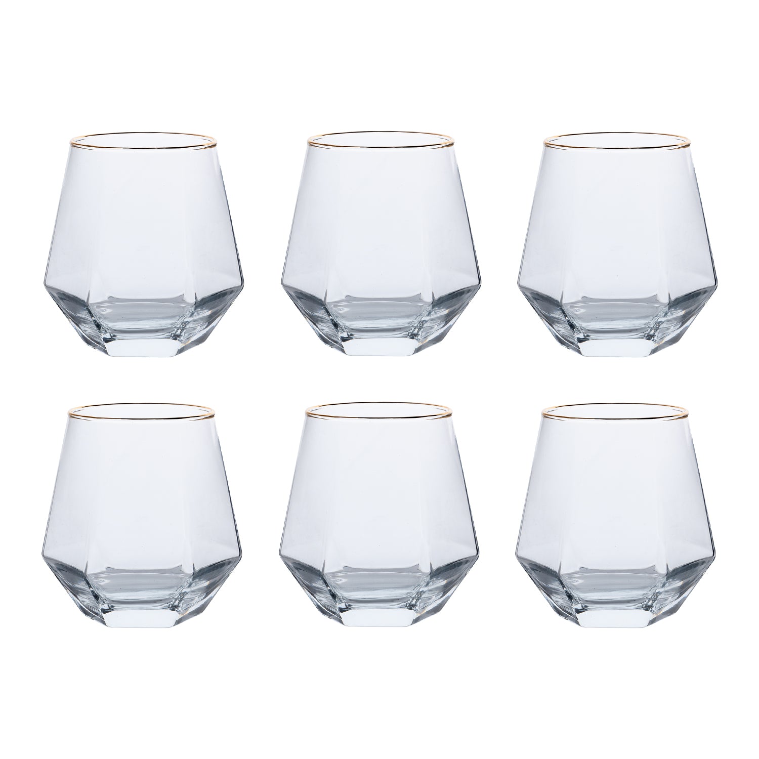 SET 6 WATER GLASS W/ GOLDEN RIM 14 OZ. SENSA - CFV0074-CGD-S6