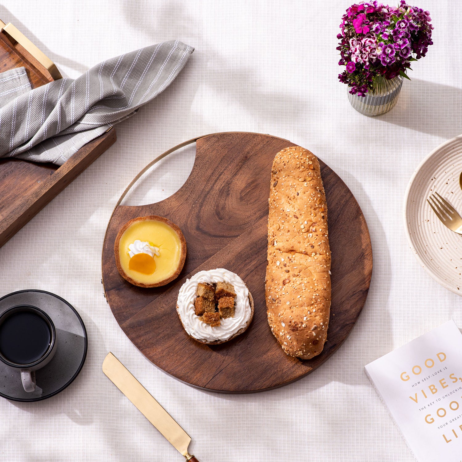 Serving Trays with Golden Handle