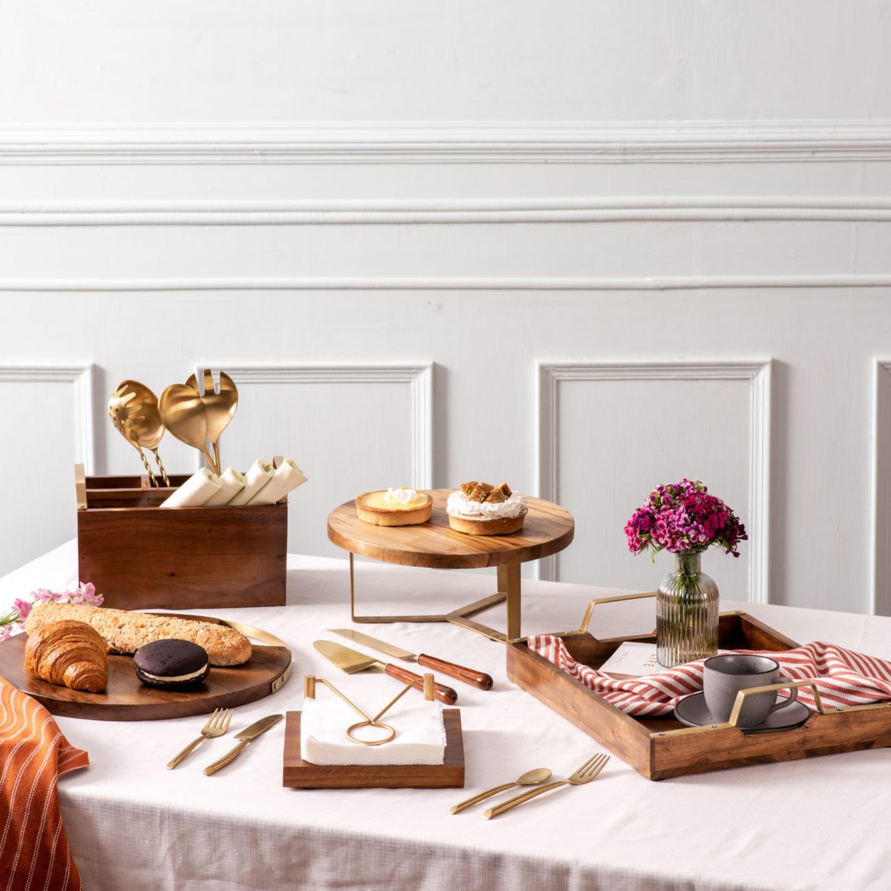 Serving Trays with Golden Handle