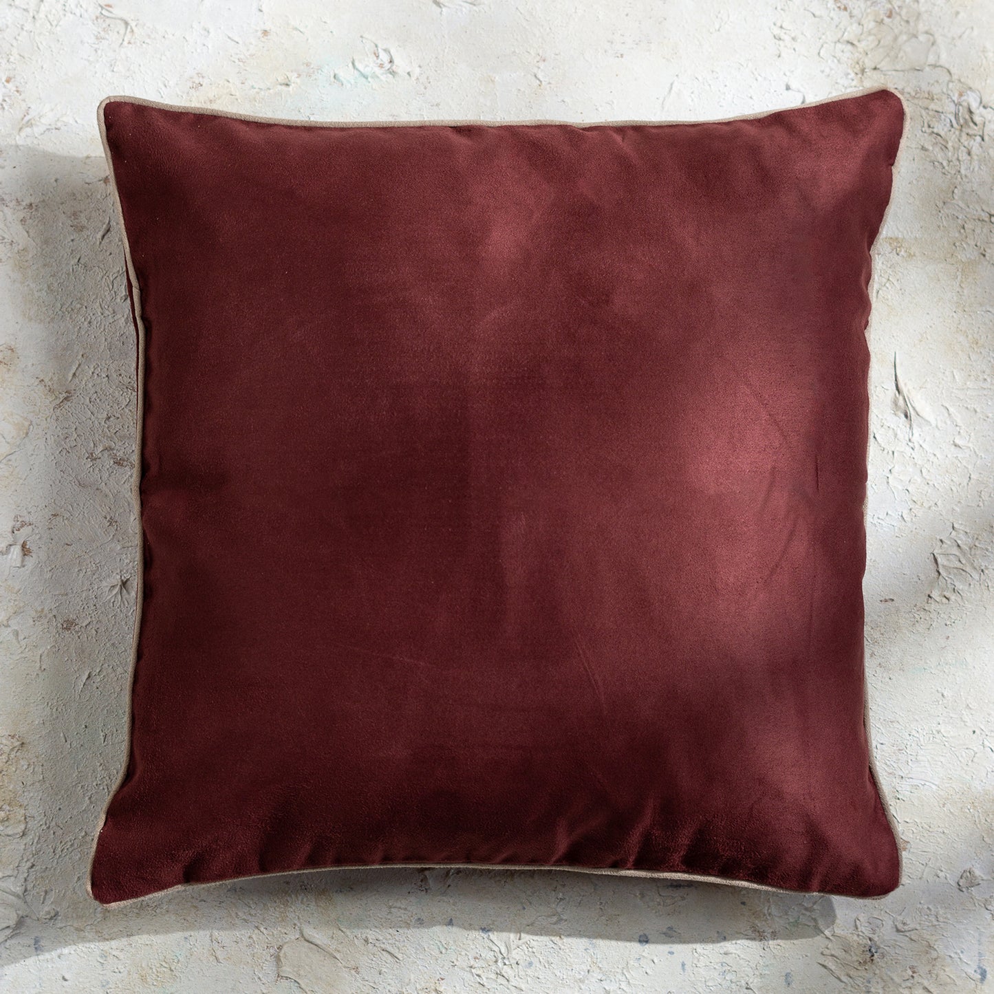 Burgundy Suede Plain Cushion Covers 16 X 16 Inches Set of 5