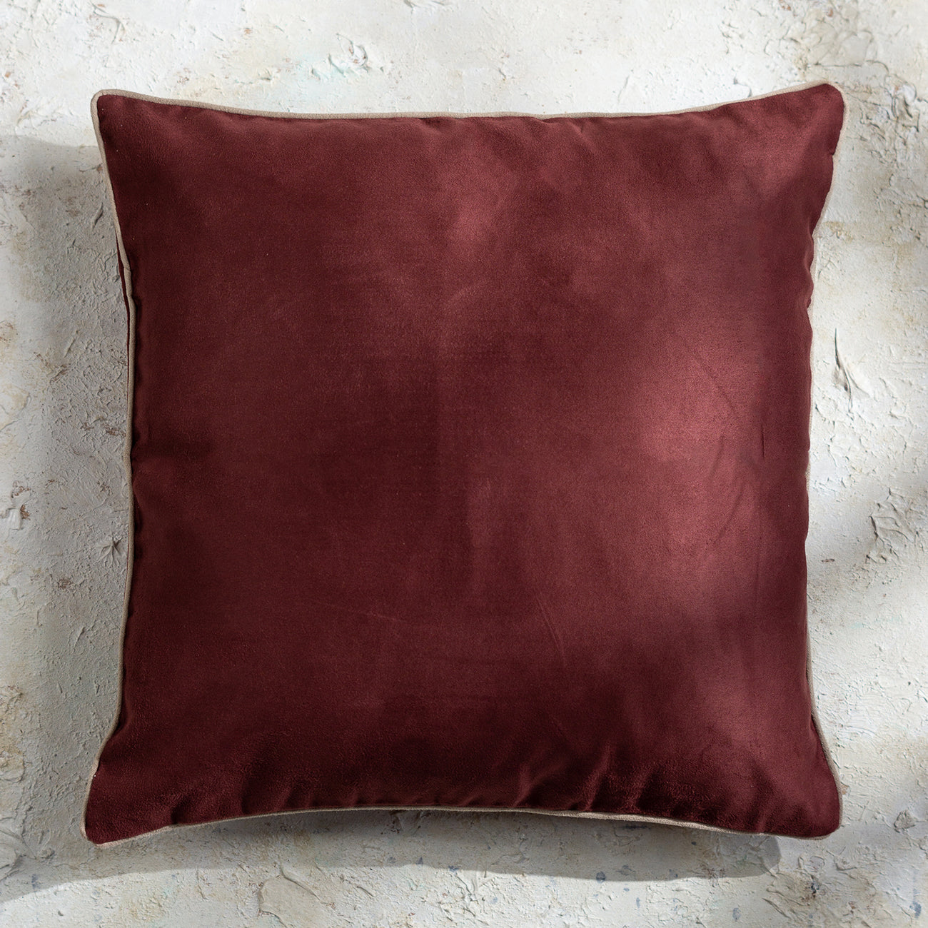 Burgundy Suede Plain Cushion Covers 16 X 16 Inches Set of 5