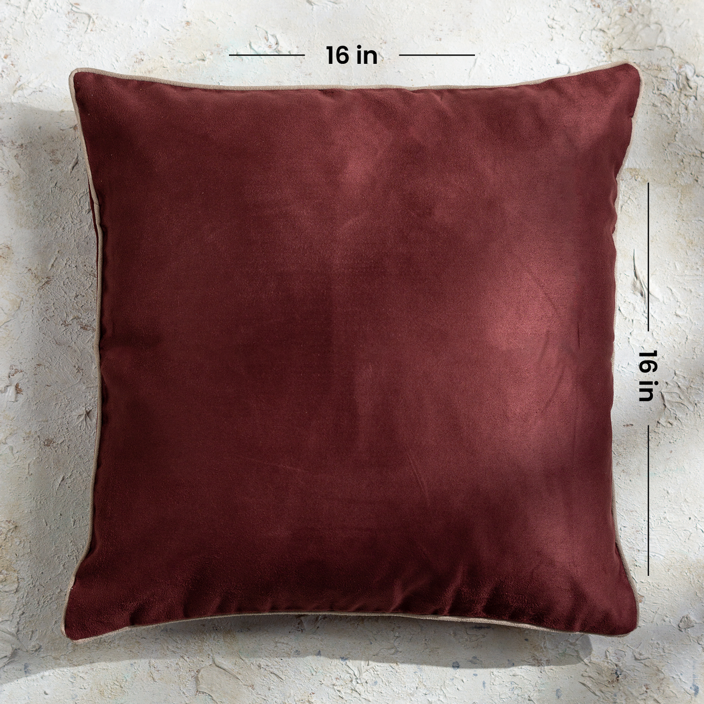 Burgundy Suede Plain Cushion Covers 16 X 16 Inches Set of 5