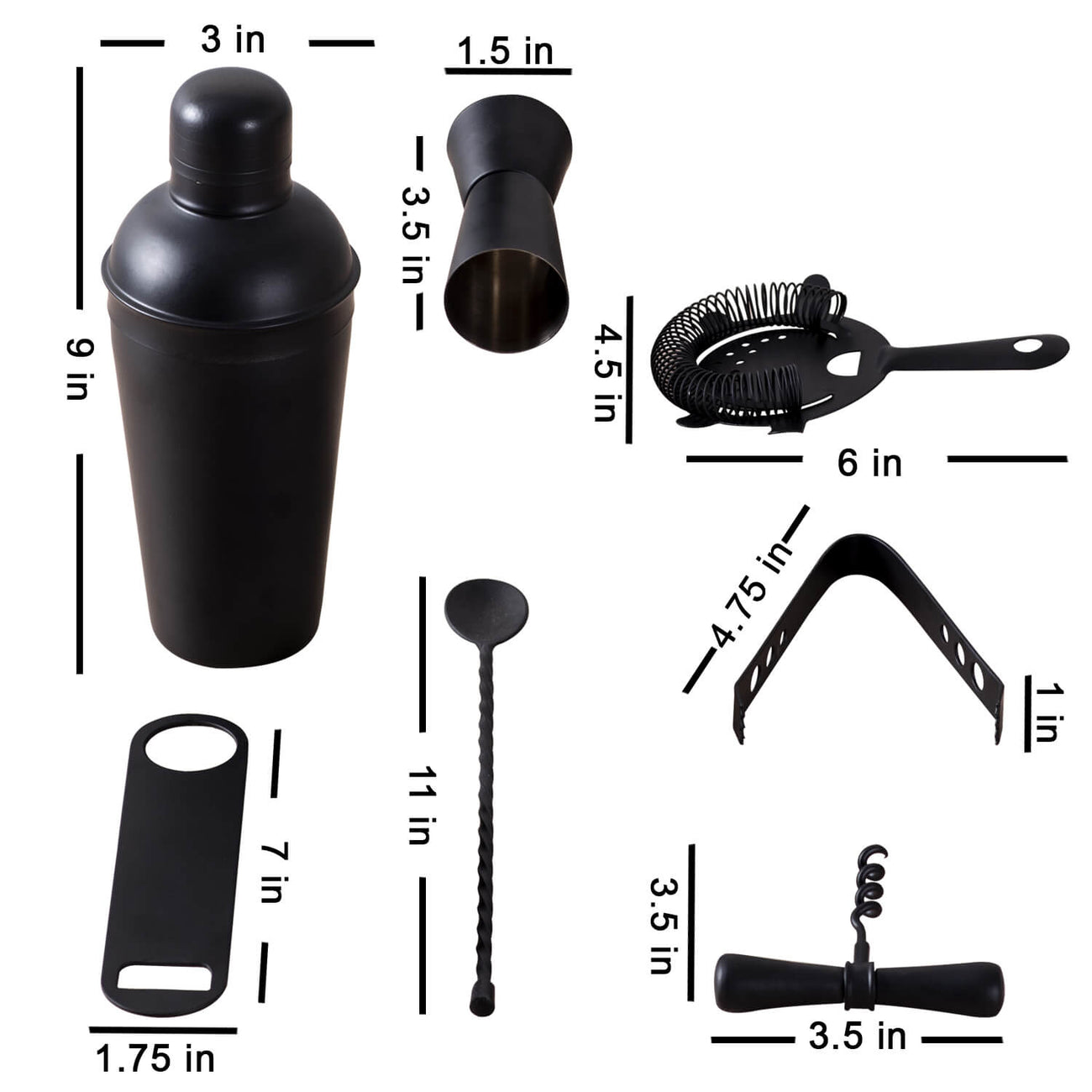 Stainless Steel Barware Set  in Black color