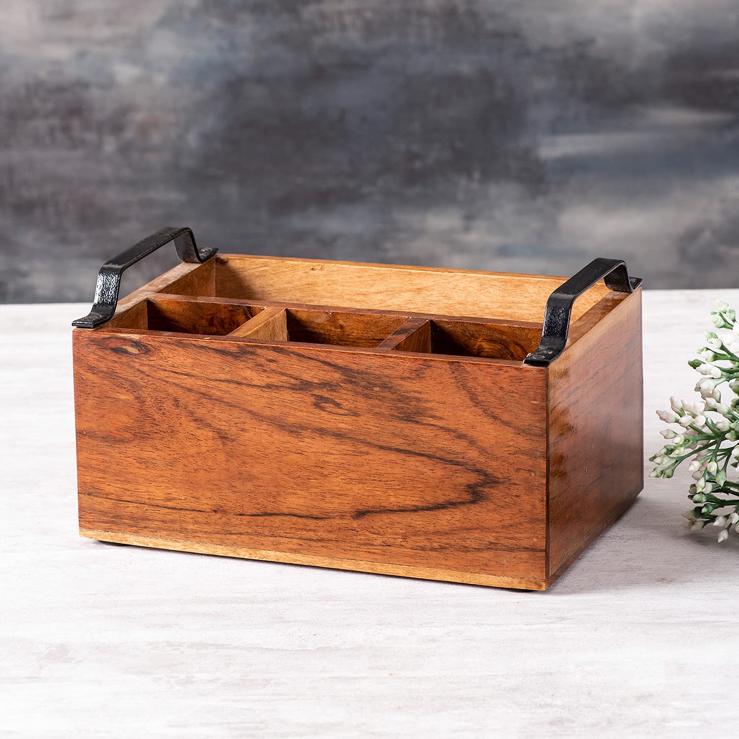 Buy Acacia Wood Spoon Stand with Serving Platter Online