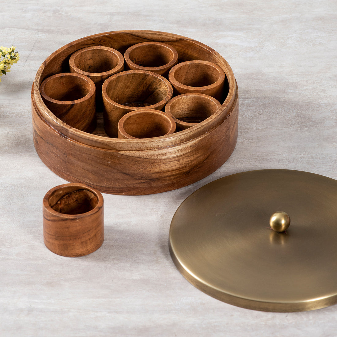 Buy Masala Box Online | Kitchen Masala Container | Classic Acacia Wood ...