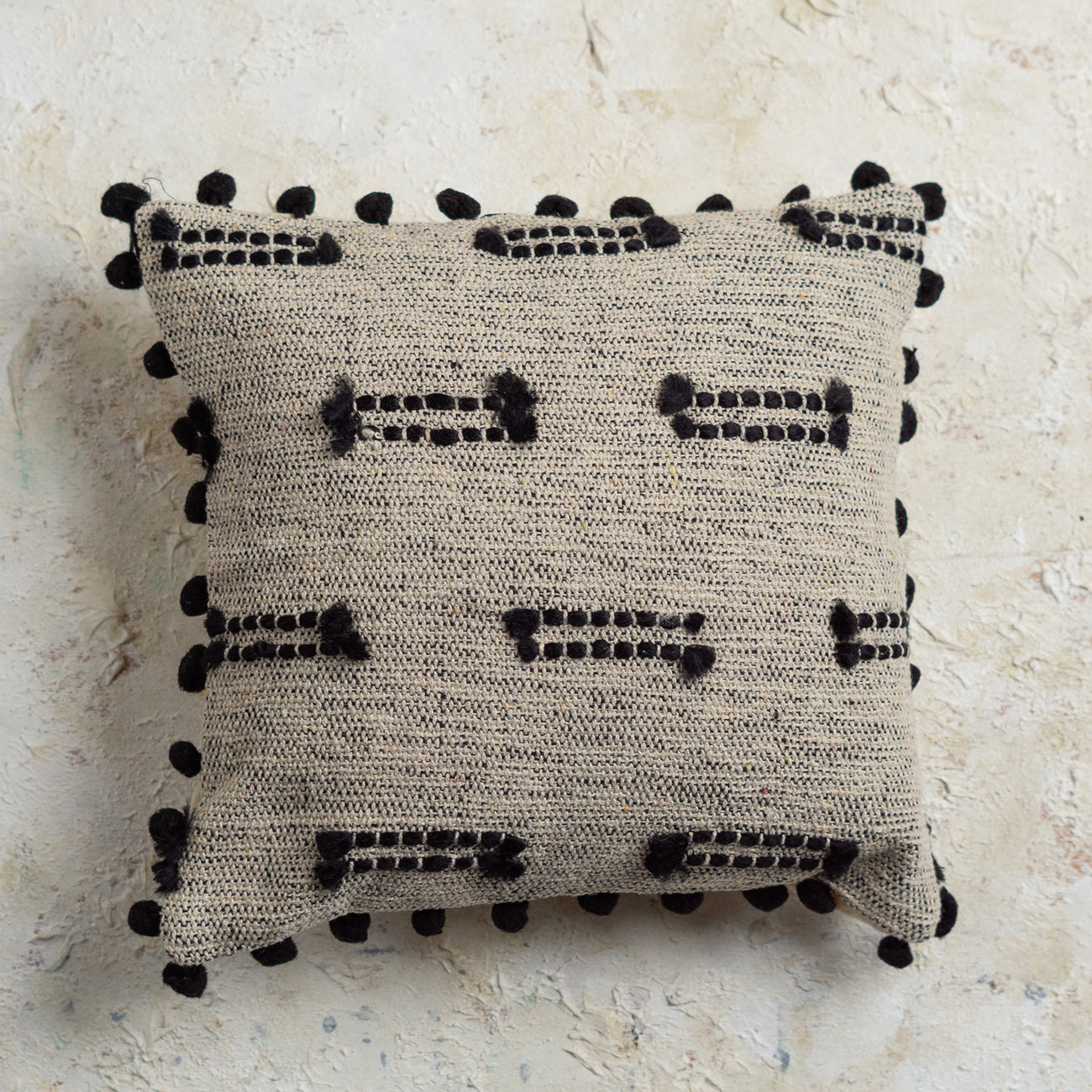 Black Knotts Woven Cushion Covers 12 X 12 Inches Set of 5